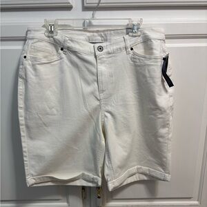 Catherines White Cuffed Denim Jean Shorts New With Tags Women’s Size 0x 14/16W